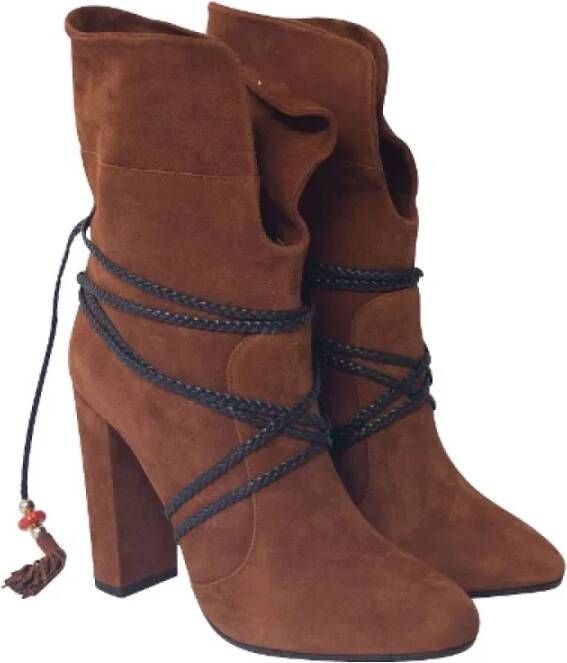 Aquazzura Pre-owned Suede boots Brown Dames