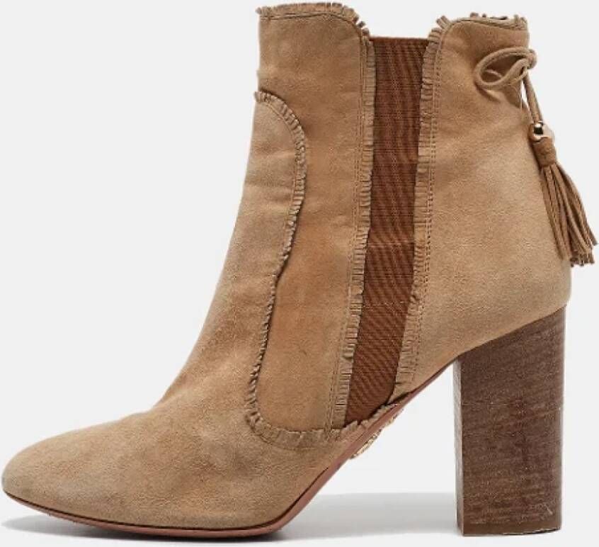 Aquazzura Pre-owned Suede boots Brown Dames