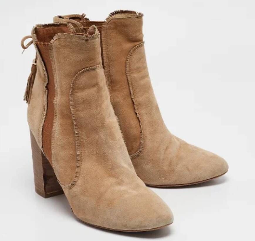 Aquazzura Pre-owned Suede boots Brown Dames