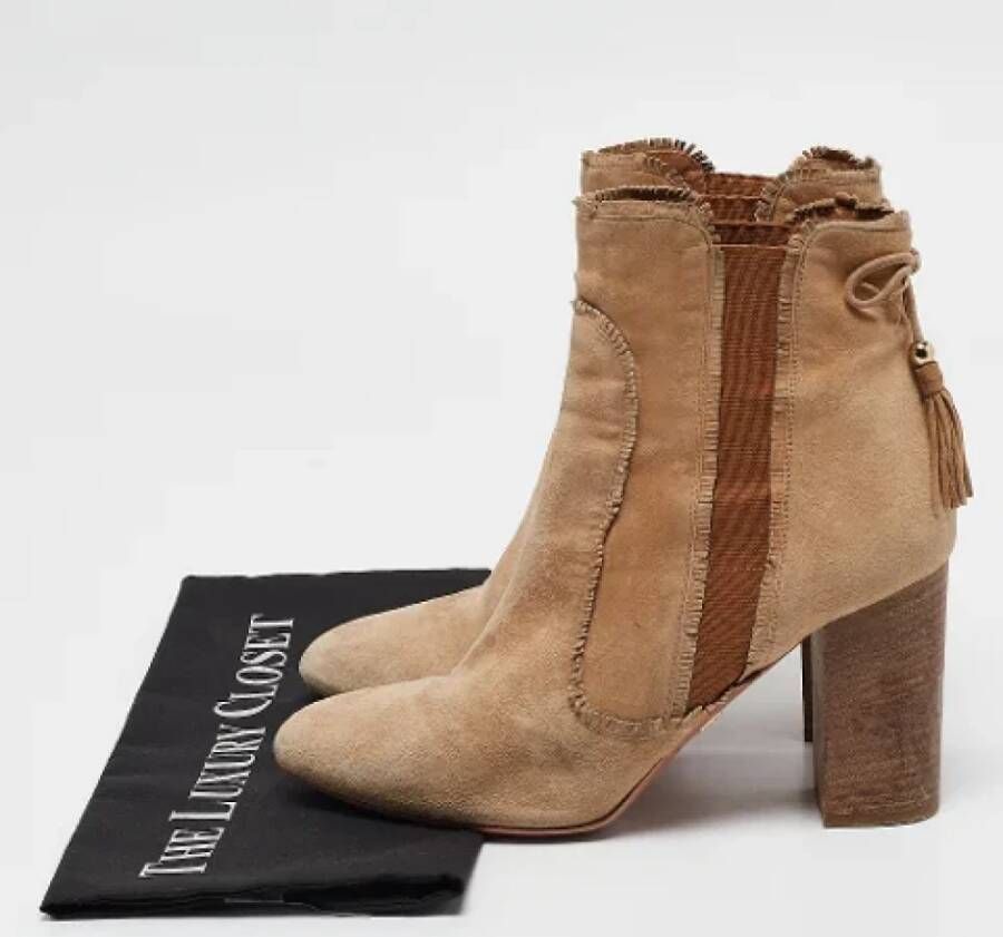 Aquazzura Pre-owned Suede boots Brown Dames