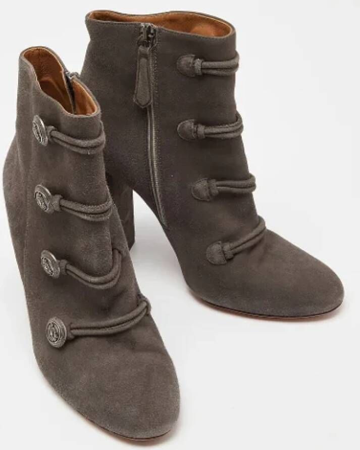 Aquazzura Pre-owned Suede boots Gray Dames