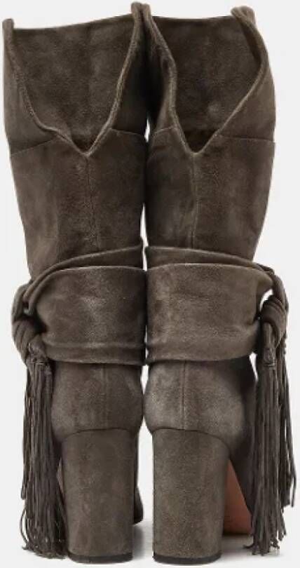 Aquazzura Pre-owned Suede boots Gray Dames