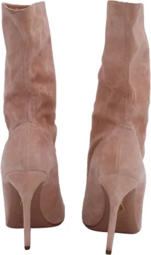 Aquazzura Pre-owned Suede boots Pink Dames