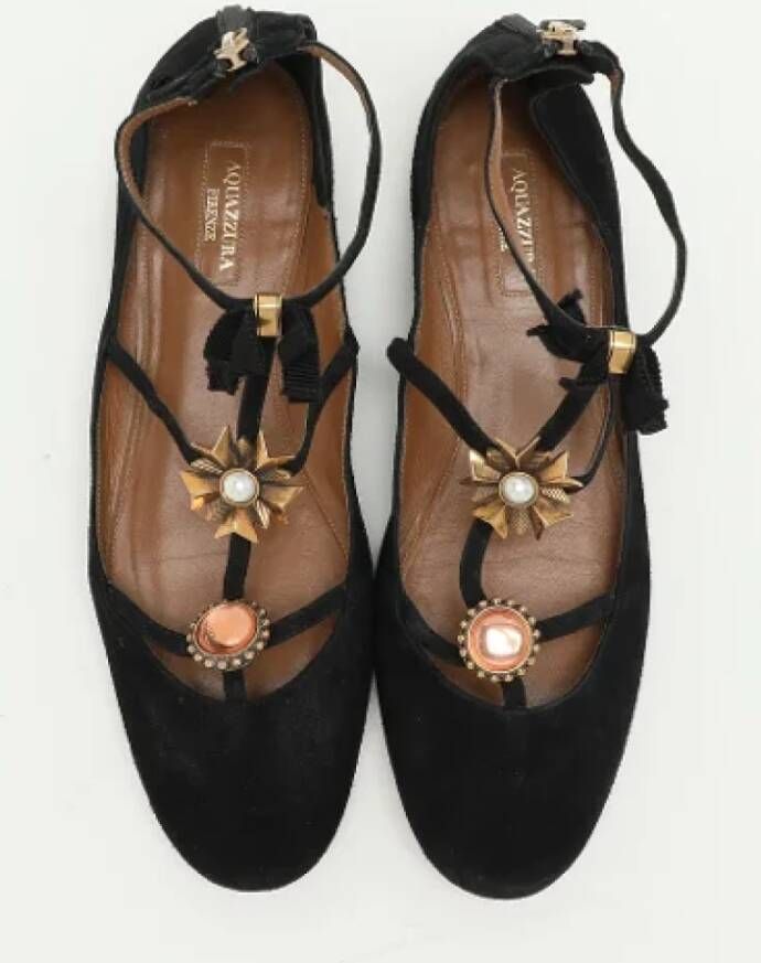 Aquazzura Pre-owned Suede flats Black Dames