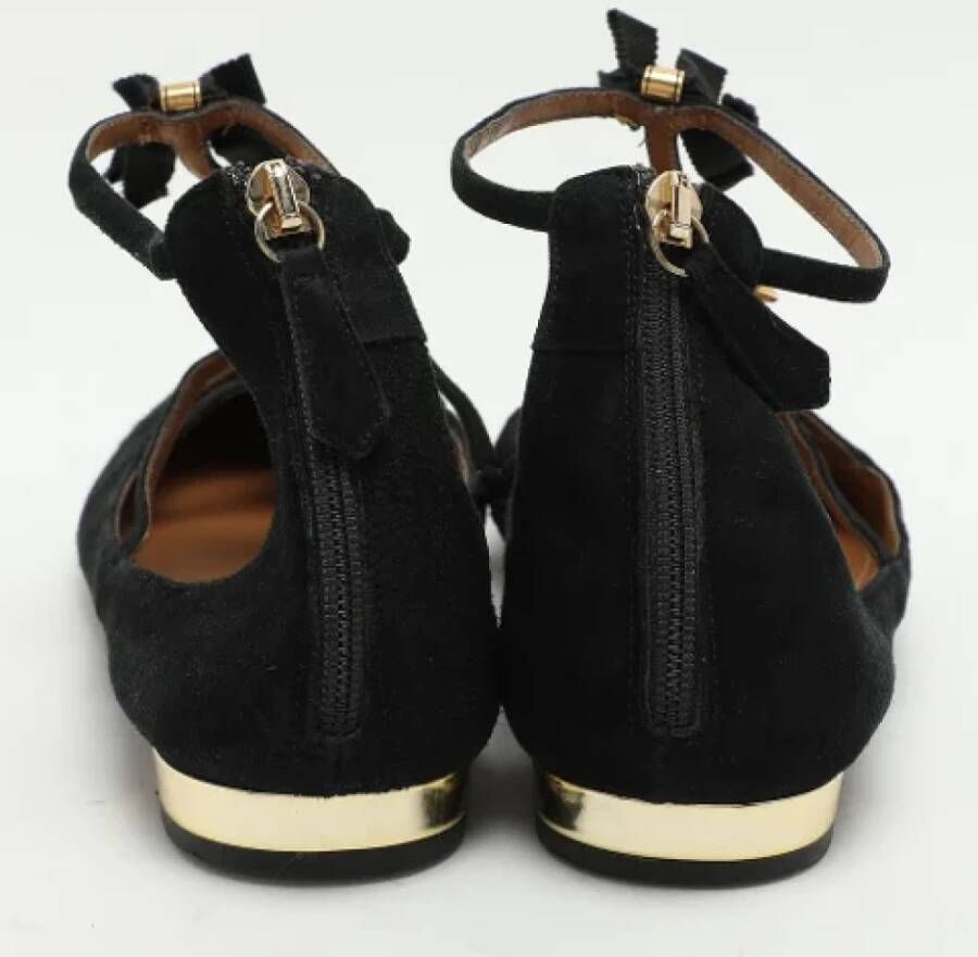 Aquazzura Pre-owned Suede flats Black Dames