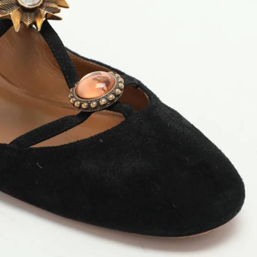 Aquazzura Pre-owned Suede flats Black Dames