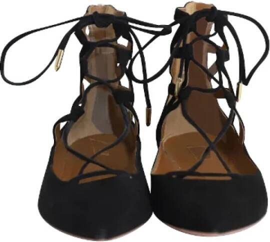 Aquazzura Pre-owned Suede flats Black Dames