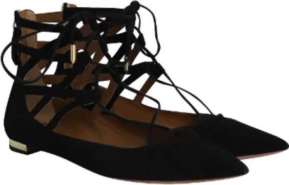 Aquazzura Pre-owned Suede flats Black Dames