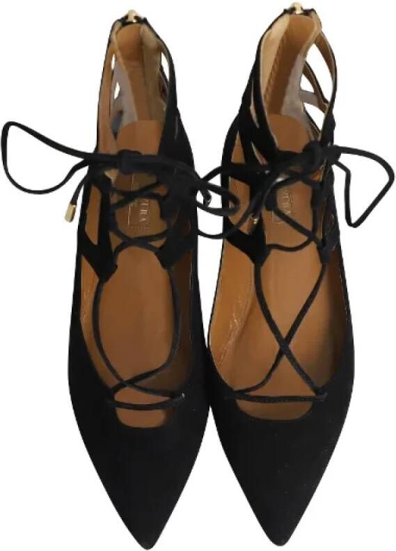 Aquazzura Pre-owned Suede flats Black Dames