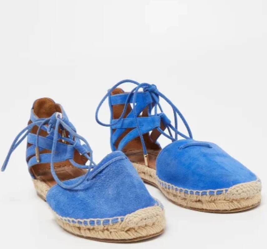 Aquazzura Pre-owned Suede flats Blue Dames