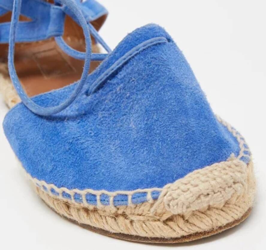 Aquazzura Pre-owned Suede flats Blue Dames