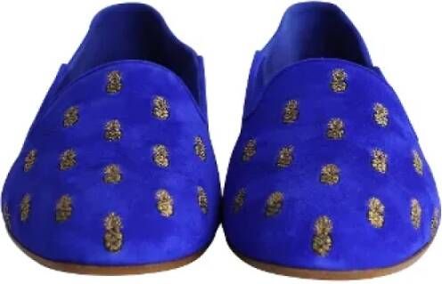 Aquazzura Pre-owned Suede flats Blue Dames