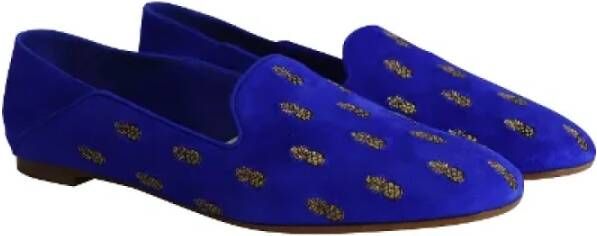 Aquazzura Pre-owned Suede flats Blue Dames