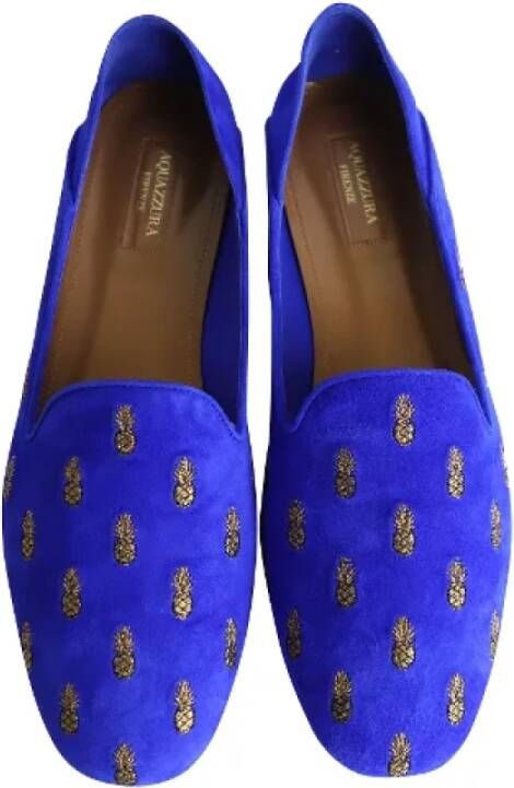 Aquazzura Pre-owned Suede flats Blue Dames