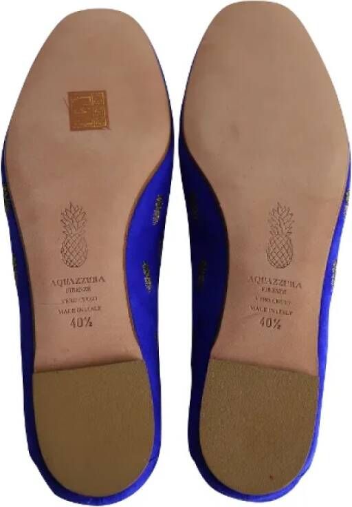 Aquazzura Pre-owned Suede flats Blue Dames