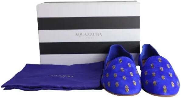 Aquazzura Pre-owned Suede flats Blue Dames