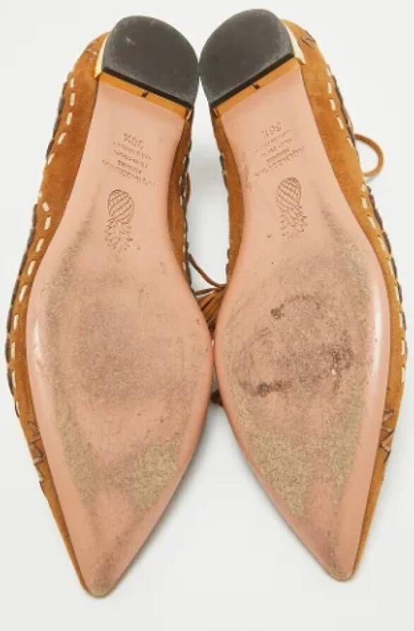 Aquazzura Pre-owned Suede flats Brown Dames