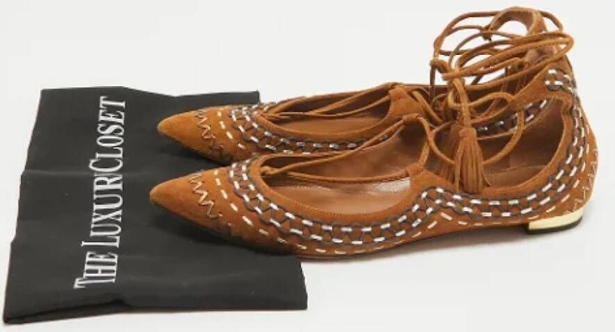 Aquazzura Pre-owned Suede flats Brown Dames