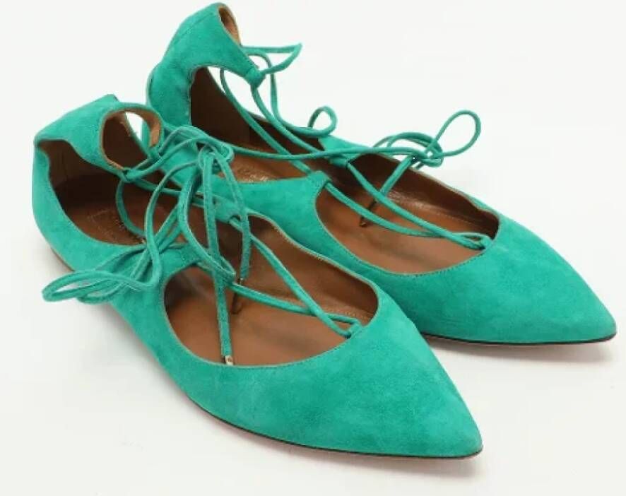 Aquazzura Pre-owned Suede flats Green Dames