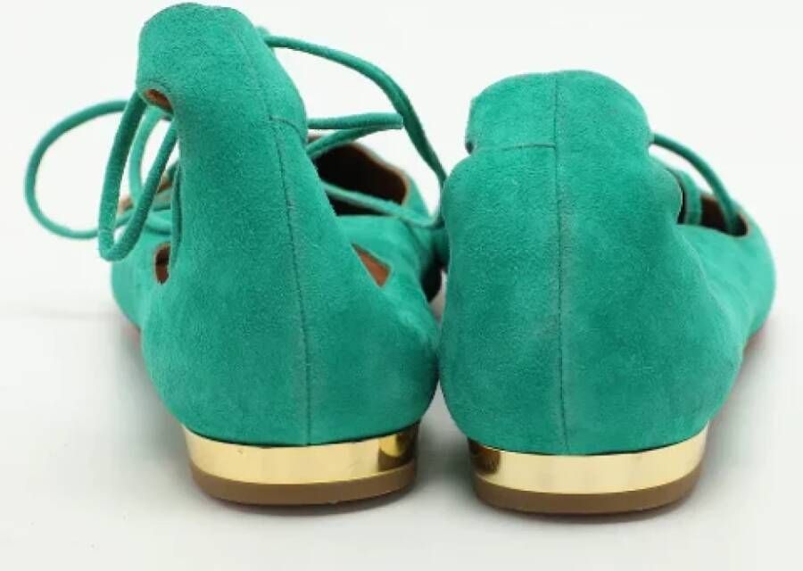 Aquazzura Pre-owned Suede flats Green Dames