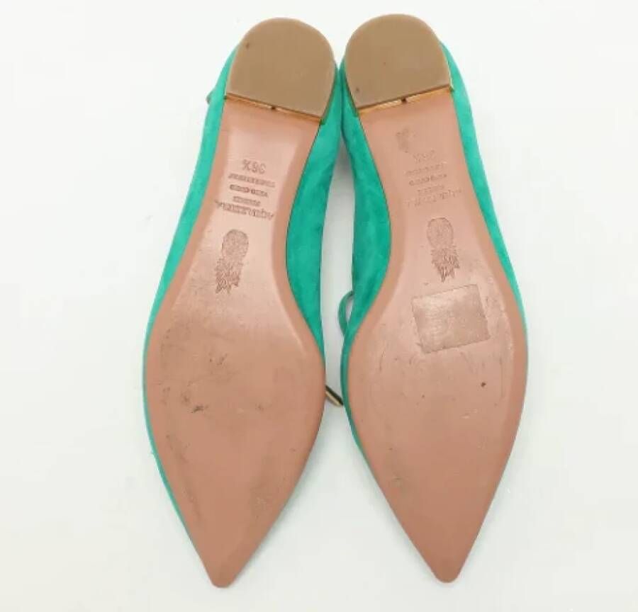 Aquazzura Pre-owned Suede flats Green Dames