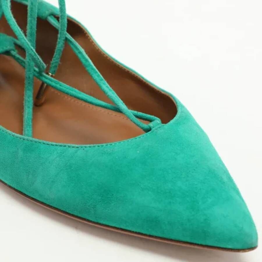 Aquazzura Pre-owned Suede flats Green Dames