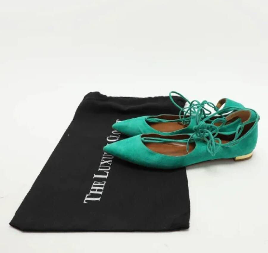 Aquazzura Pre-owned Suede flats Green Dames