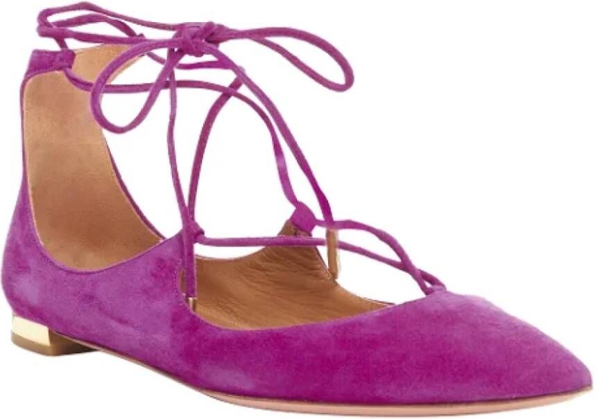 Aquazzura Pre-owned Suede flats Purple Dames