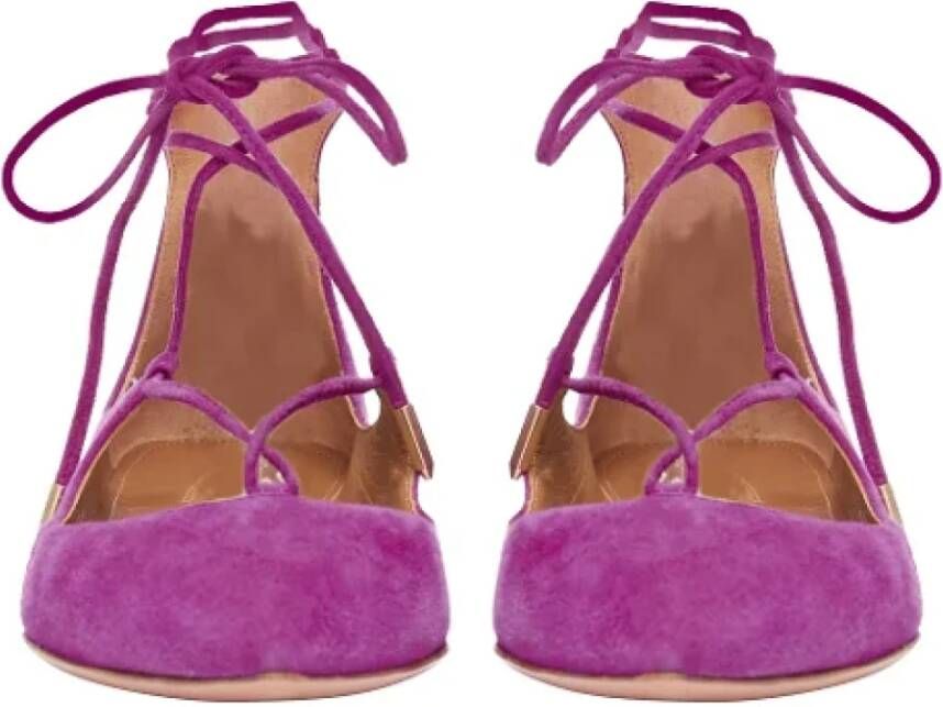 Aquazzura Pre-owned Suede flats Purple Dames