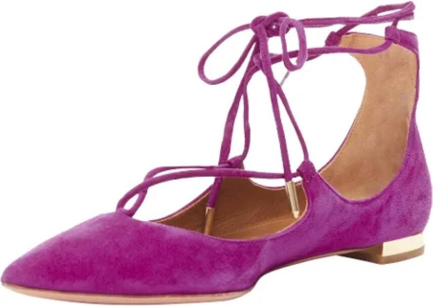 Aquazzura Pre-owned Suede flats Purple Dames