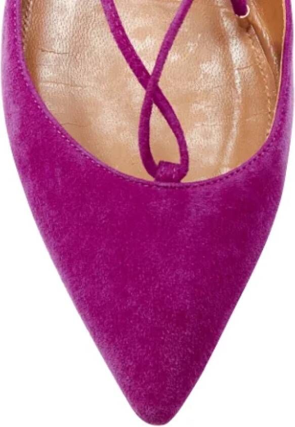 Aquazzura Pre-owned Suede flats Purple Dames