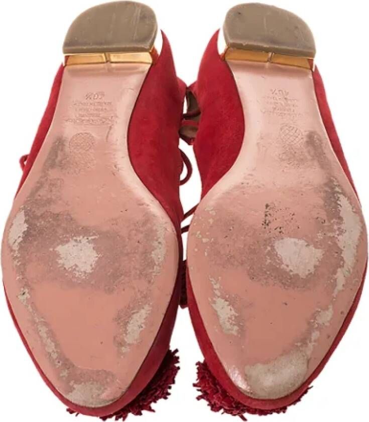 Aquazzura Pre-owned Suede flats Red Dames