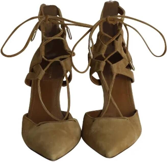 Aquazzura Pre-owned Suede heels Beige Dames