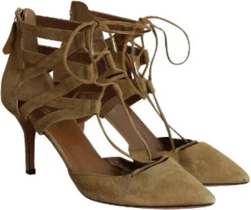 Aquazzura Pre-owned Suede heels Beige Dames