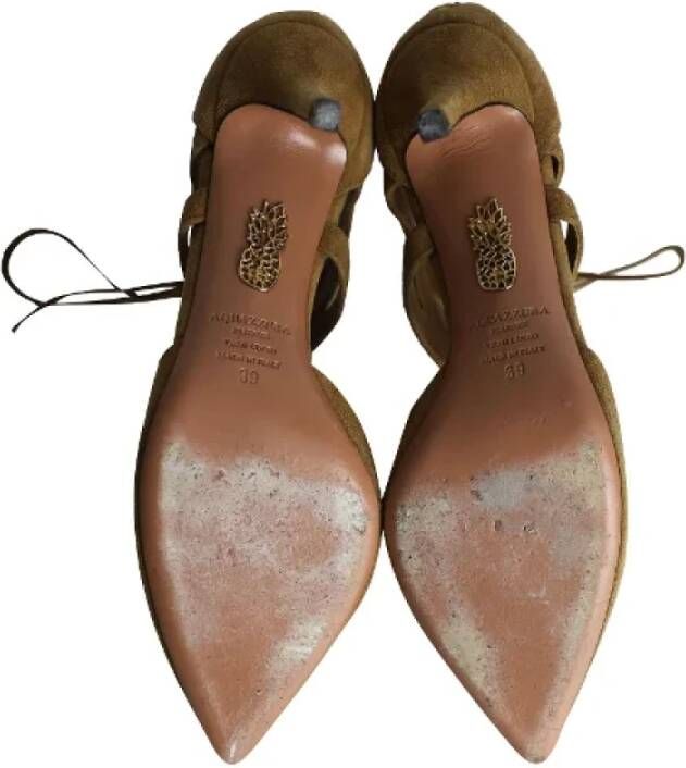 Aquazzura Pre-owned Suede heels Beige Dames