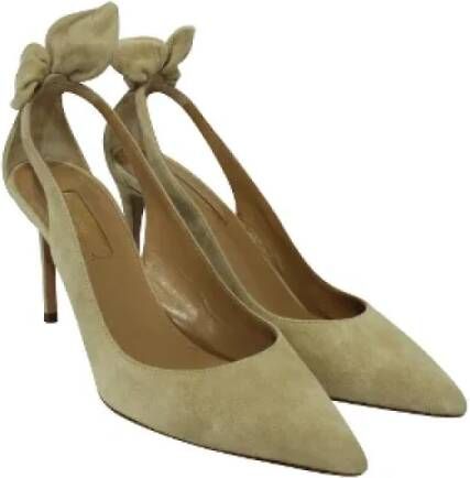 Aquazzura Pre-owned Suede heels Beige Dames