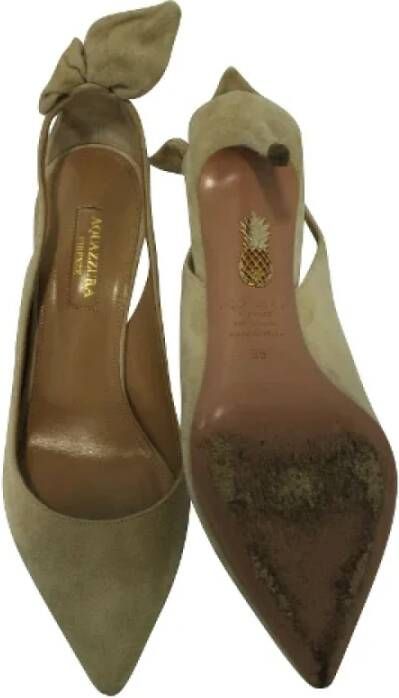 Aquazzura Pre-owned Suede heels Beige Dames