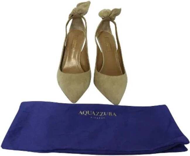 Aquazzura Pre-owned Suede heels Beige Dames