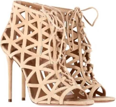 Aquazzura Pre-owned Suede heels Beige Dames