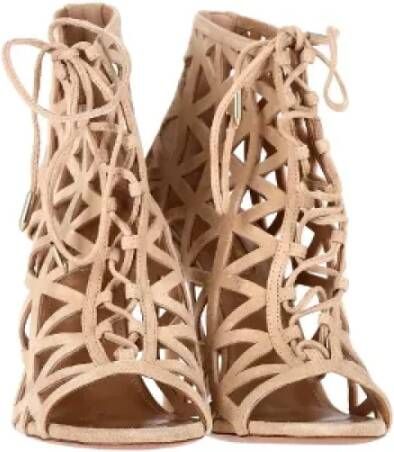 Aquazzura Pre-owned Suede heels Beige Dames