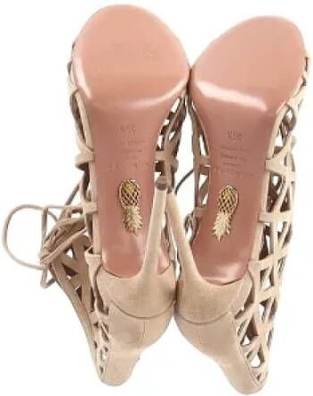 Aquazzura Pre-owned Suede heels Beige Dames