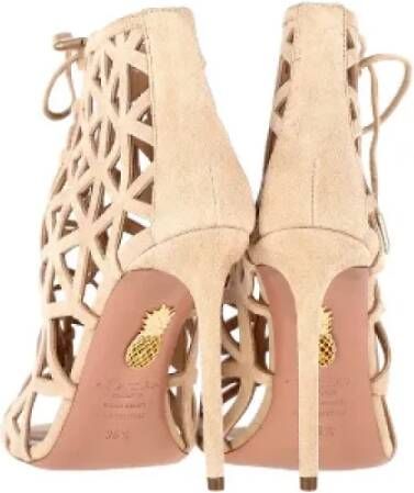 Aquazzura Pre-owned Suede heels Beige Dames