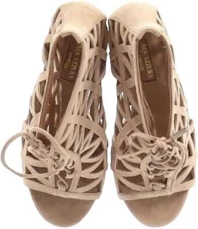 Aquazzura Pre-owned Suede heels Beige Dames