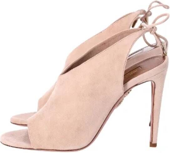 Aquazzura Pre-owned Suede heels Beige Dames