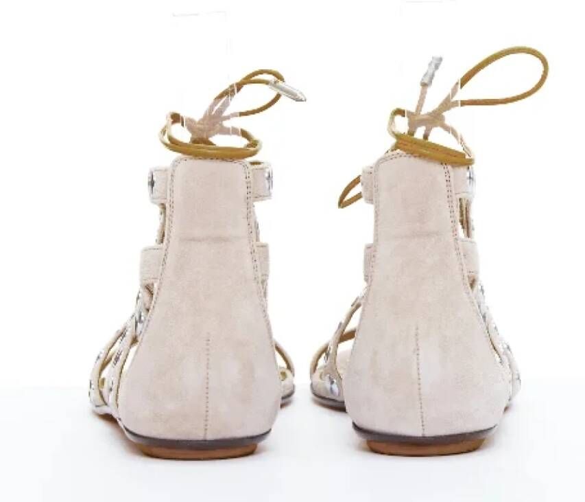 Aquazzura Pre-owned Suede heels Beige Dames