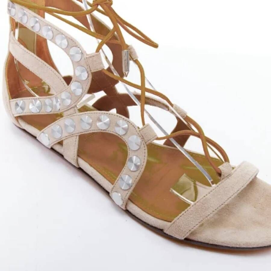 Aquazzura Pre-owned Suede heels Beige Dames