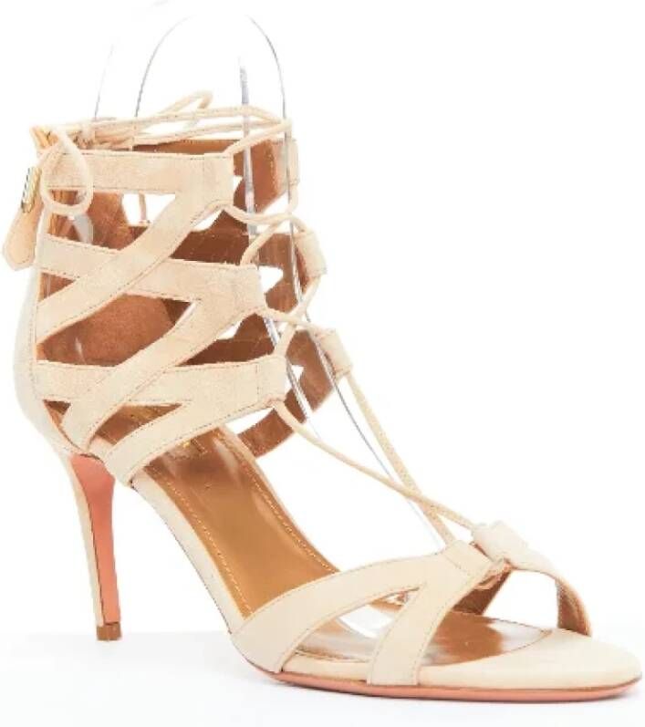 Aquazzura Pre-owned Suede heels Beige Dames