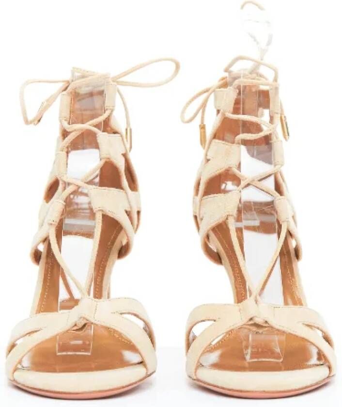 Aquazzura Pre-owned Suede heels Beige Dames