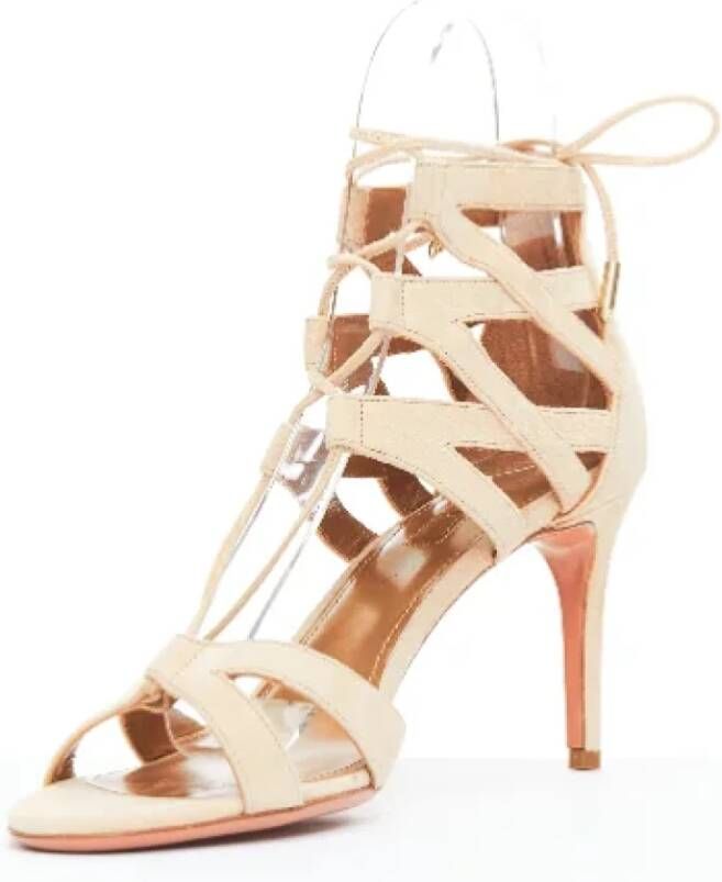 Aquazzura Pre-owned Suede heels Beige Dames