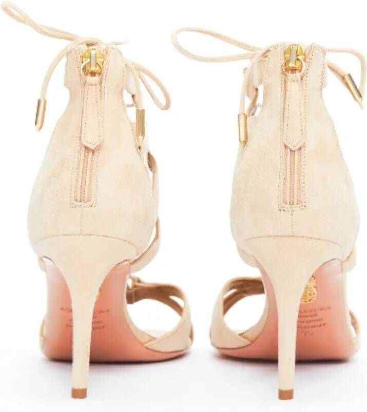 Aquazzura Pre-owned Suede heels Beige Dames